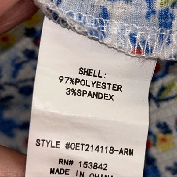 Melloday Ditsy Floral Print Ruffle Cap Sleeves Split Neckline Blouse Top - Picture 4 of 5